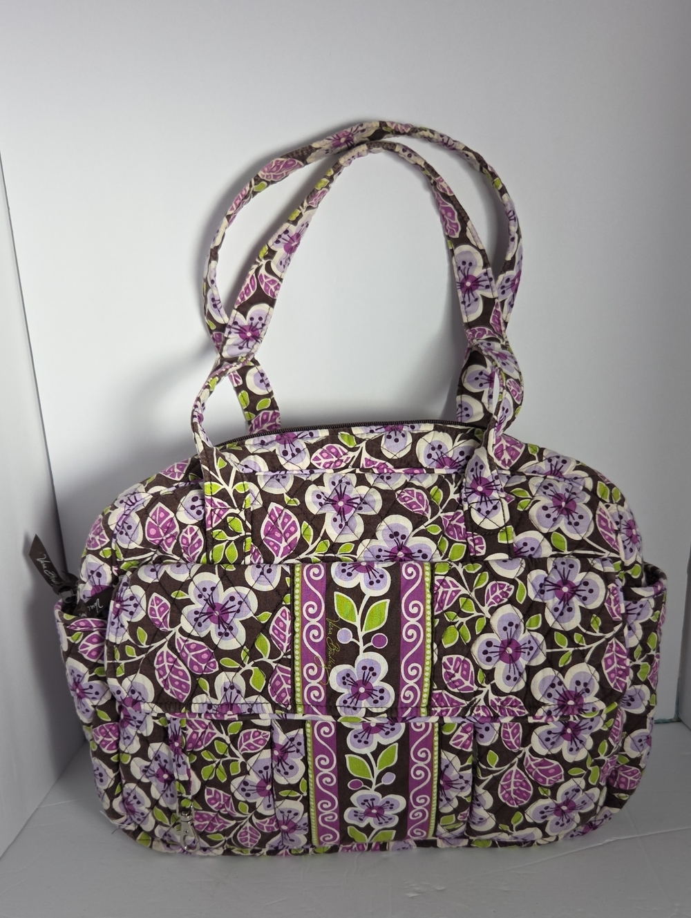 Vera Bradley Quilted Floral Tote Bag in Purple and Green Excellent Condition